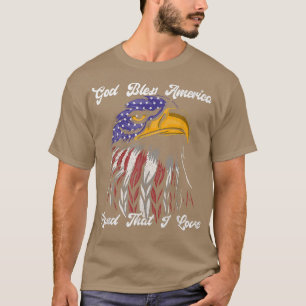 T-shirt Dieu Béni Amérique Terrain que j'aime US Drapeau D