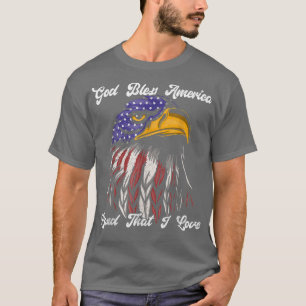 T-shirt Dieu Béni Amérique Terrain que j'aime US Drapeau D