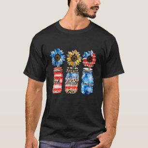 T-shirt Dieu Béni Amérique Us Drapeau Patriotique Usa Fleu