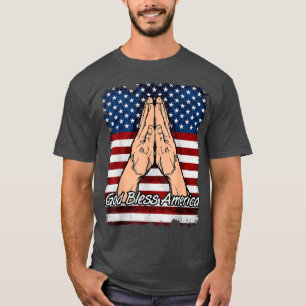 T-shirt Dieu Béni l'Amérique prier mains Evangile