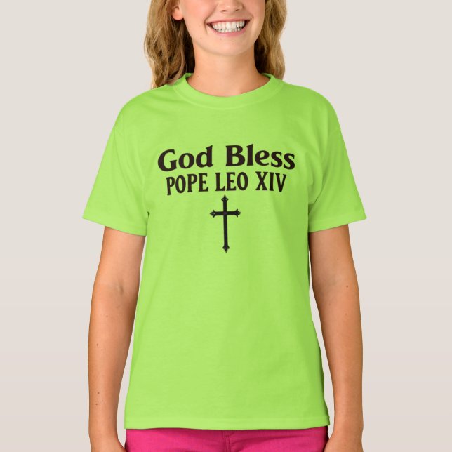 T-shirt Dieu Béni Pape Léon XIV (Devant)