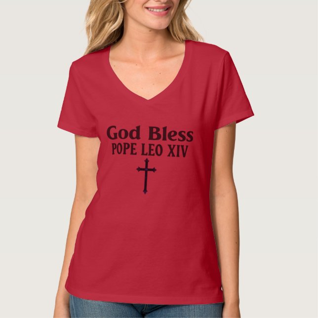 T-shirt Dieu Béni Pape Léon XIV (Devant)