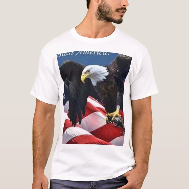 T-shirt Dieu bénisse l'aigle américain et le drapeau améri (Devant)
