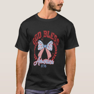 T-shirt Dieu bénisse l'Amérique 4 juillet Coquette Bow Amé