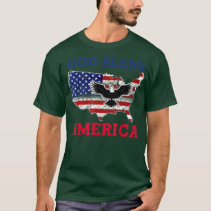 T-shirt Dieu bénisse l'Amérique 4 Juillet Patriotique USA