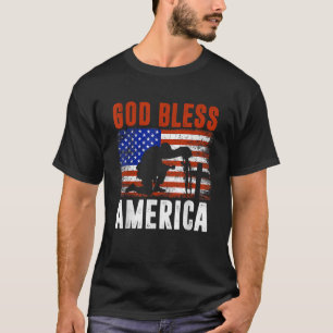 T-shirt Dieu bénisse l'Amérique 4 juillet USA Drapeau patr