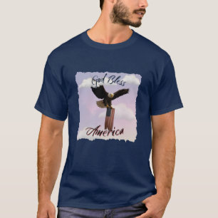 T-shirt "Dieu bénisse l'Amérique" Aigle américain en vol a