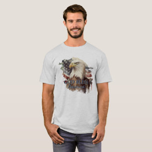 T-shirt Dieu bénisse l'Amérique Aigle patriotique Aquarell
