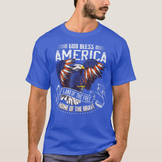 T-shirt Dieu bénisse l'Amérique Aigle Terre de la maison l