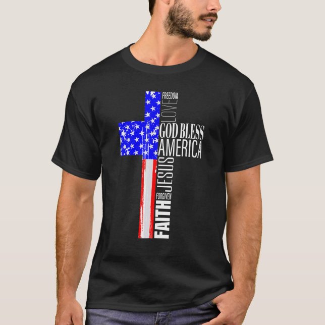 T-shirt Dieu bénisse l'Amérique chrétienne 4 juillet améri (Devant)