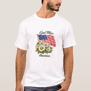 T-shirt Dieu bénisse l'Amérique Drapeau américain et margu