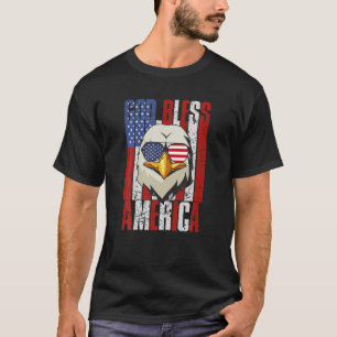 T-shirt Dieu bénisse l'Amérique Drapeau américain Vintage 