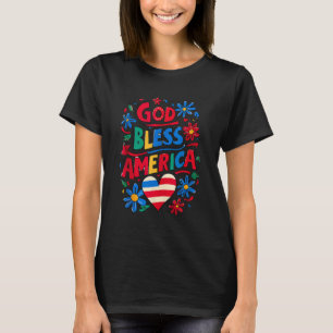 T-shirt Dieu bénisse l'Amérique Drapeau patriotique Usa ch