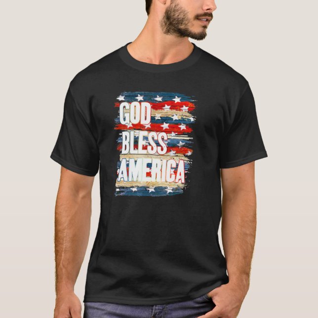 T-shirt Dieu Bénisse L'Amérique Le 4 Juillet Fête De L'Ind (Devant)