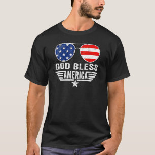 T-shirt Dieu Bénisse L'Amérique Pour La Fête De L'Indépend