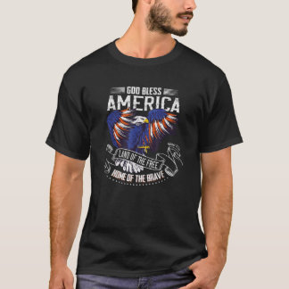T-shirt Dieu bénisse l'Amérique Terre des Libres à cause d