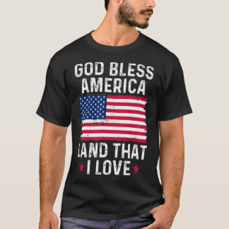 T-shirt Dieu bénisse l'Amérique Terre que j'aime Vintage P