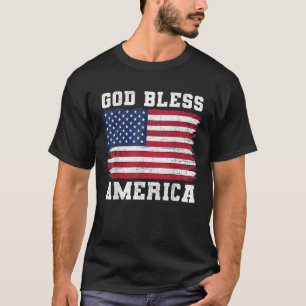 T-shirt Dieu bénisse l'Amérique USA Drapeau 4 juillet patr