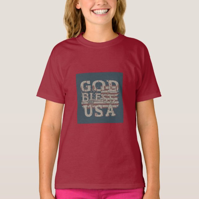 T-shirt Dieu bénisse le design USA  (Devant)