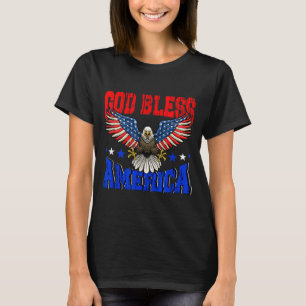 T-shirt Dieu bénisse le drapeau de l'aigle américain d'amé