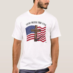 T-shirt DIEU BÉNISSE LES ÉTATS-UNIS avec une croix robuste