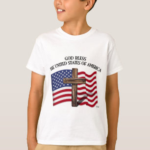 T-shirt DIEU BÉNISSE LES ÉTATS-UNIS D'AMÉRIQUE croix drape