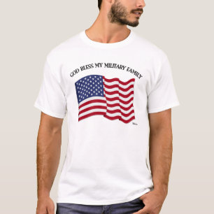 T-shirt DIEU BÉNISSE MA FAMILLE MILITAIRE avec le drapeau