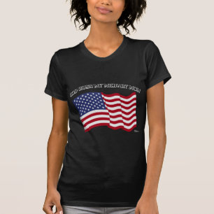 T-shirt DIEU BÉNISSE MA MÈRE MILITAIRE avec drapeau améric