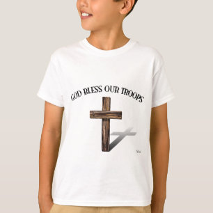 T-shirt Dieu bénisse nos troupes avec une croix robuste