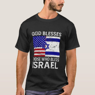 T-shirt Dieu bénit ceux qui bénissent Israël USA Drapeau I