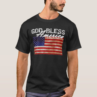 T-shirt Dieu bénit l'Amérique Drapeau américain T Chemise
