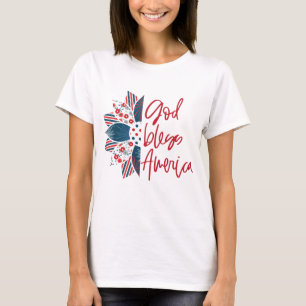 T-shirt Dieu bénit l'Amérique Rouge Blanc et Bleu Tourneso