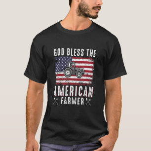 T-shirt Dieu Bénit Le Drapeau Du Tracteur Agricole América