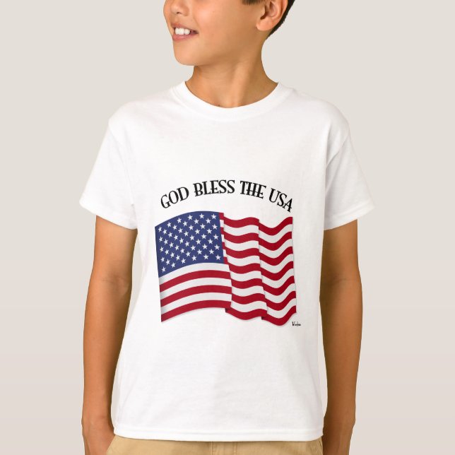 T-shirt DIEU BLESS USA avec drapeau US (Devant)