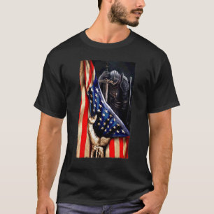 T-shirt Dieu chrétien du guerrier de Jésus Drapeau américa