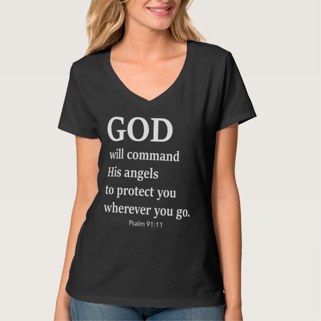 T-shirt Dieu Commandera Ses Anges Pour Vous Protéger Vêtem (Devant)