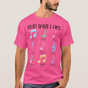 T-shirt Dieu Dire Je Suis Musical Notes Piano Guitare Chré