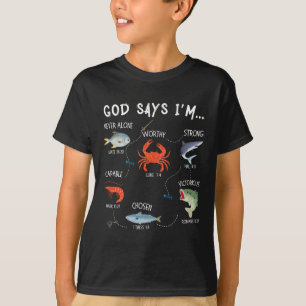 T-shirt Dieu Dit Que Je Pêche Christian Fisher Bible Verse