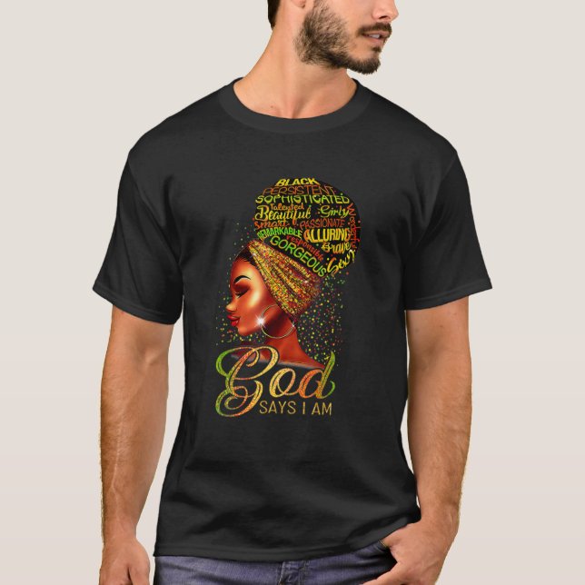 T-shirt Dieu Dit Que Je Suis Black Pride Histoire Africain (Devant)