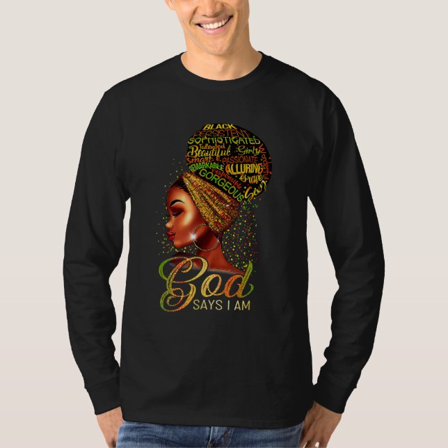 T-shirt Dieu Dit Que Je Suis Black Pride Histoire Africain (Devant)