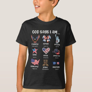 T-shirt Dieu dit que je suis chrétien patriotique du 4 jui