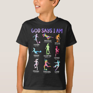 T-shirt Dieu Dit Que Je Suis Chrétienne Filles Ados Footba