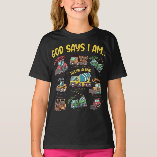 T-shirt Dieu Dit Que Je Suis... Foi de construction (Devant)