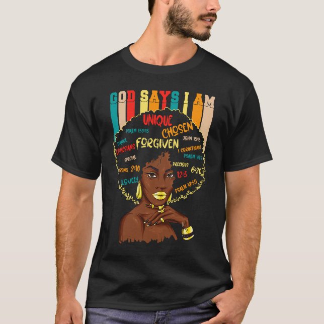 T-shirt Dieu Dit Que Je Suis La Reine Noire Chrétienne BHM (Devant)