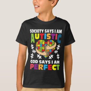 T-shirt Dieu dit que je suis parfaite - Puzzle autistique 