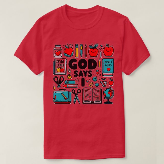 T-shirt Dieu dit que je suis un enseignant Math Design (Design devant)