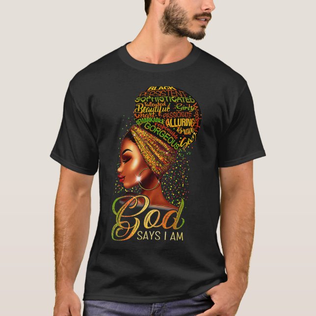 T-shirt Dieu Dit Que Je Suis Une Femme Noire Afrique Melan (Devant)