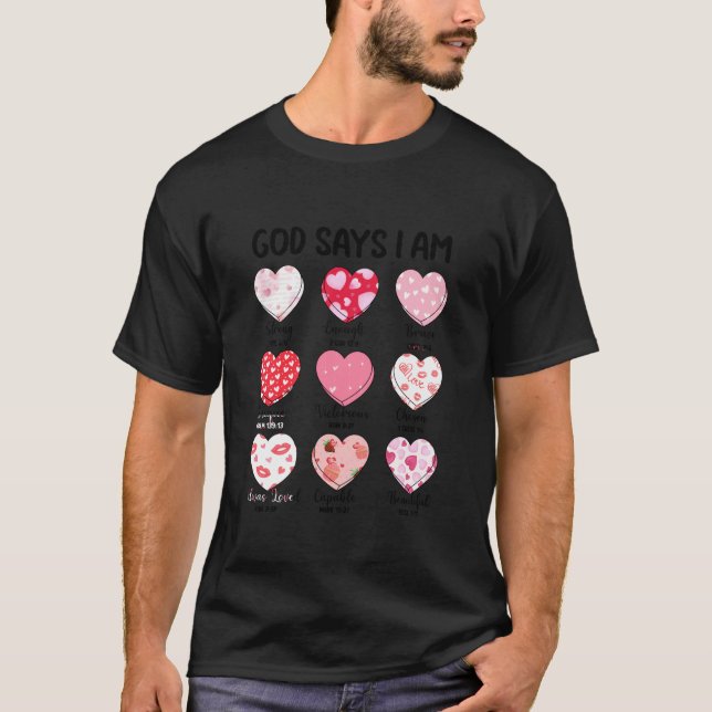 T-shirt Dieu Dit Que Je Suis Valentin Coeur Candy Bible Ve (Devant)