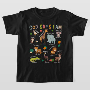 T-shirt Dieu Dit Que Je Suis Zoo Animaux Toddler Bible Ver