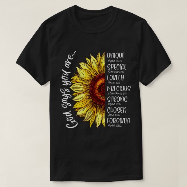 T-shirt Dieu Dit Que Vous Êtes Tournesol Bible Chrétienne  (Design devant)